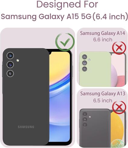 for Samsung A15 5G Case with Tempered Glass Screen Protector, Galaxy A15 5G [Military Grade Protective] Slim Soft TPU & Hard PC, Girls Women Crystal Clear Flower Pattern Cases -Purple in Saudi Arabia