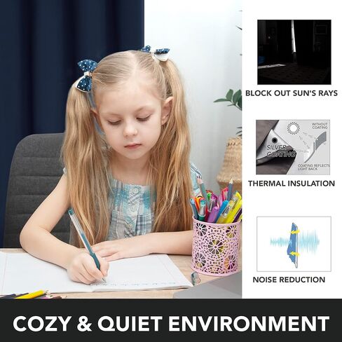 مجموعة ستائر التعتيم ديكونوفو بطول 84 بوصة مكونة من لوحتين - ستائر حرارية لغرفة النوم وغرفة المعيشة مع طلاء فضي خلفي (52 عرض × 84 طول، أزرق داكن، لوحتان) in Kuwait