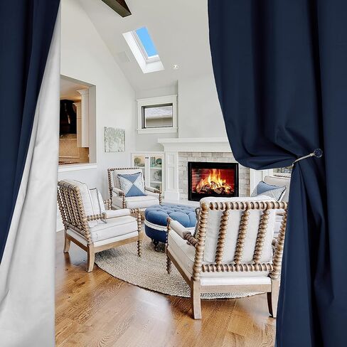 مجموعة ستائر التعتيم ديكونوفو بطول 84 بوصة مكونة من لوحتين - ستائر حرارية لغرفة النوم وغرفة المعيشة مع طلاء فضي خلفي (52 عرض × 84 طول، أزرق داكن، لوحتان) in Kuwait