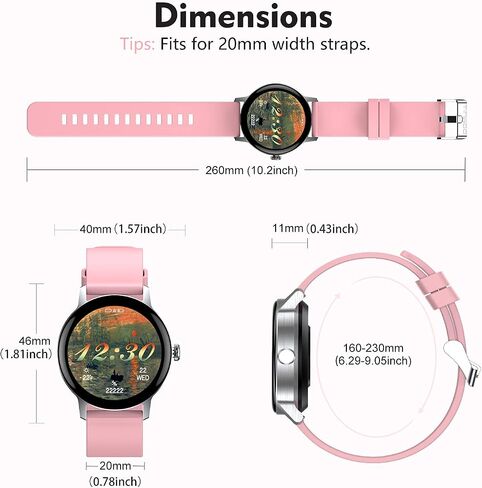 Tinwoo Smart Watch(40mm),Fitness Tracker for Men Women,Supports Qi Wireless Charging,Customizable Watch Faces,5ATM Waterproof Activity Tracker with Heart Rate,Blood Oxygen,Compatible iPhone Android in Saudi Arabia