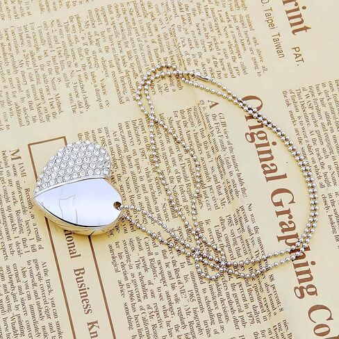 128GB Crystal Loving Heart Jewelry USB Flash Drive Memory Stick with Necklace,Pink in Kuwait