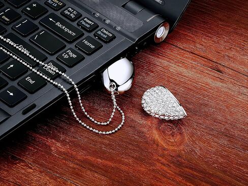128GB Crystal Loving Heart Jewelry USB Flash Drive Memory Stick with Necklace,Pink in Kuwait