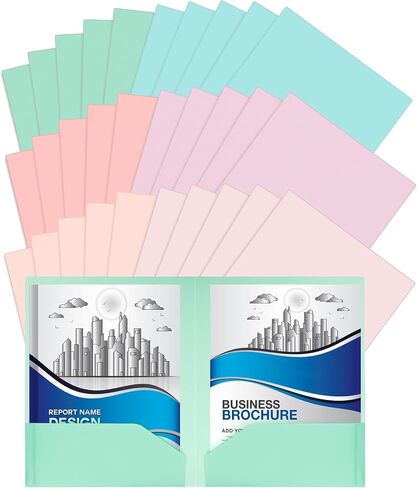 Ctosree 30 Pcs Plastic Pastel Folders with Pockets, Muted Colors Plastic 2 Pocket File Folders Pack, Heavy Duty Folders with Pockets for Teachers,Students,Office and School,Letter Size,6 Colors in Saudi Arabia