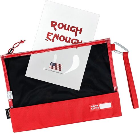 Rough Enough Clear File Folder Organizer Document Holder Pouch for Legal Size A4 Paper Teacher Office with Keychain Zipper Red in Saudi Arabia