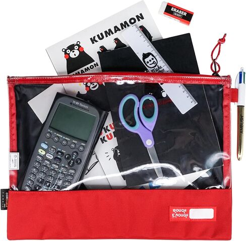 Rough Enough Clear File Folder Organizer Document Holder Pouch for Legal Size A4 Paper Teacher Office with Keychain Zipper Red in Saudi Arabia