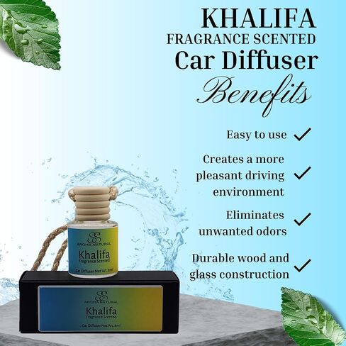 Khalifa Men's Cologne Inspired Scent Car Diffuser | Car Air Freshener 8ml | Long-Lasting Car Diffuser | Handmade Air Freshener | Fragrance Diffuser For Car and Home in Saudi Arabia
