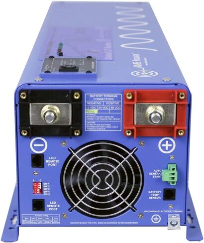 AIMS Power PICOGLF60W48V120V شاحن عاكس جيبي نقي، عاكس 6000 واط 110 فولت مرحلة واحدة، زيادة 18000 واط لمدة 20 ثانية - قدرة زيادة 3 مرات، محدد أولوية البطارية، كتلة طرفية in Kuwait