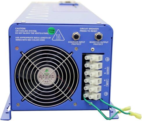 AIMS Power PICOGLF60W48V120V شاحن عاكس جيبي نقي، عاكس 6000 واط 110 فولت مرحلة واحدة، زيادة 18000 واط لمدة 20 ثانية - قدرة زيادة 3 مرات، محدد أولوية البطارية، كتلة طرفية in Kuwait