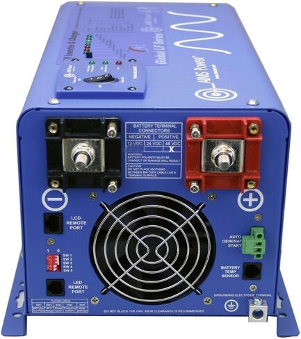 AIMS Power PICOGLF60W48V120V شاحن عاكس جيبي نقي، عاكس 6000 واط 110 فولت مرحلة واحدة، زيادة 18000 واط لمدة 20 ثانية - قدرة زيادة 3 مرات، محدد أولوية البطارية، كتلة طرفية in Kuwait
