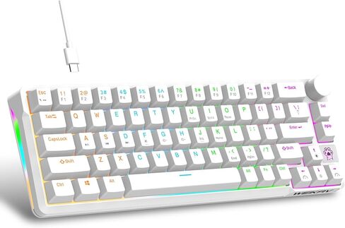 Compact 65-Key Mechanical Gaming Keyboard - 60% Mini Size, Red Switch, LED Backlit with Adjustable Knob, Portable Wired Keyboard for PC, Mac, and Windows Laptops in Saudi Arabia