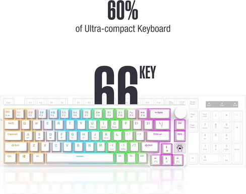 Compact 65-Key Mechanical Gaming Keyboard - 60% Mini Size, Red Switch, LED Backlit with Adjustable Knob, Portable Wired Keyboard for PC, Mac, and Windows Laptops in Saudi Arabia