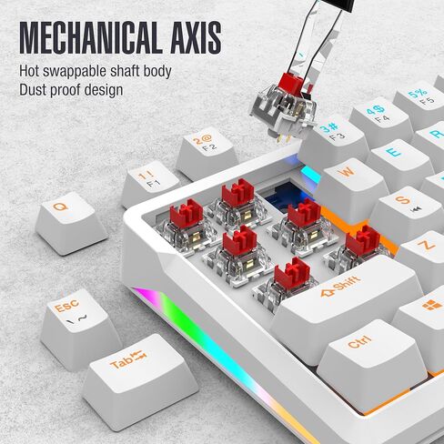 Compact 65-Key Mechanical Gaming Keyboard - 60% Mini Size, Red Switch, LED Backlit with Adjustable Knob, Portable Wired Keyboard for PC, Mac, and Windows Laptops in Saudi Arabia