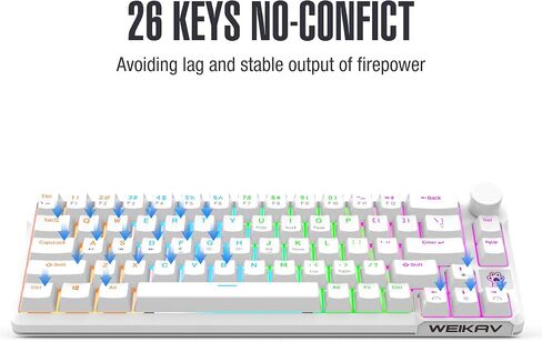 Compact 65-Key Mechanical Gaming Keyboard - 60% Mini Size, Red Switch, LED Backlit with Adjustable Knob, Portable Wired Keyboard for PC, Mac, and Windows Laptops in Saudi Arabia