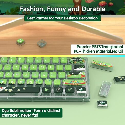 120 Key PBT Pudding Keycap Set ASA Profile with Transluscent PC Layer Dye-Sub Jungle Theme for 61/68/84/98/100/104Key TKL Cherry MX Gateron Kailh Cross Type Switch ANSI Mechanical Keyboard DIY(Green) in Saudi Arabia