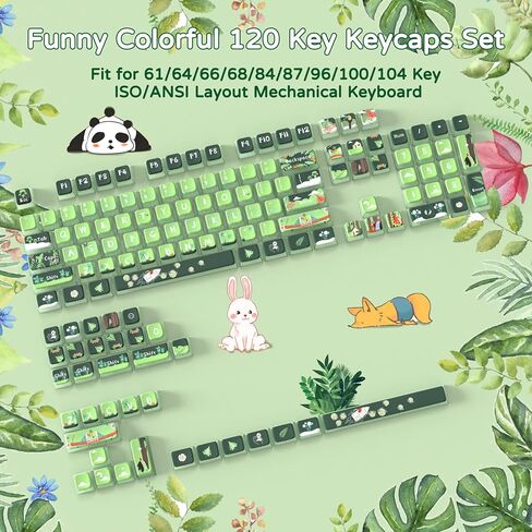 120 Key PBT Pudding Keycap Set ASA Profile with Transluscent PC Layer Dye-Sub Jungle Theme for 61/68/84/98/100/104Key TKL Cherry MX Gateron Kailh Cross Type Switch ANSI Mechanical Keyboard DIY(Green) in Saudi Arabia