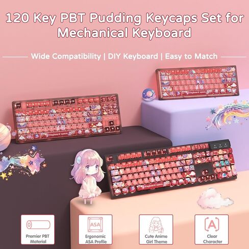 120Key PBT Pudding Keycap Set ASA Profile with Transluscent PC Layer-Purple in Saudi Arabia