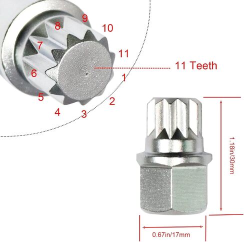 Chrome Steel ABC 0-9 Wheel Lock Key for VW，locking lug nut removal tools- Anti Theft Volkswagen Wheel Lock Key for Cars Wheel Tire Nut Screw Removal (ABC-6) in Saudi Arabia