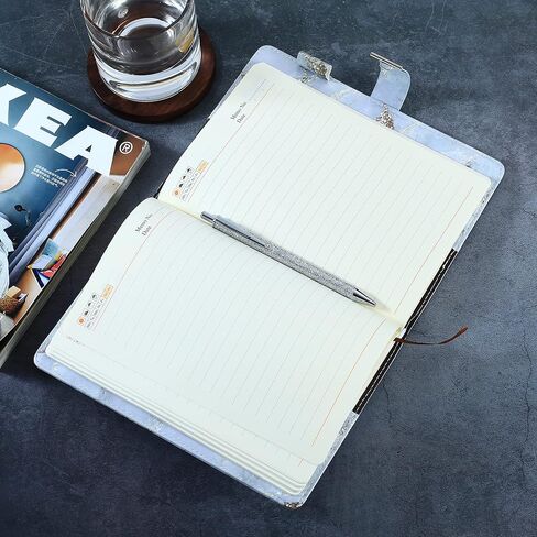 Diary with Lock for Girls and Women, Lock Diary for Teen Girls with Leather Cover and Pen holder, Size A5 Password Notebook with Combination Lock, Sparkly Silver Writing Pen included (Grey 2) in Saudi Arabia