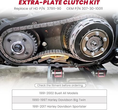 مجموعة القابض الفولاذية ذات لوحة الاحتكاك الإضافية من Twin Cam تناسب نماذج Harley Softail Touring Dyna Trike Twin Cam 1999-2017، Evolution 1340models 1998-1999 استبدال H-D P/N 37980-10، 307-30-10013 in Kuwait