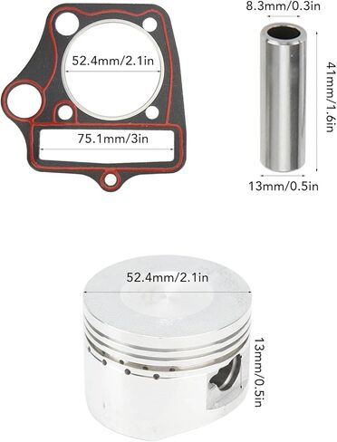مجموعة حشية حلقات المكبس للصينيين الرئيسيين 110cc 125cc متوافقة مع Kazuma Taotao Sunl Coolster Roketa BMS SSR ATV Dirt Pit Bike Go Kart عالية القوة 52.4 مم مجموعة حشية حلقات المكبس in Kuwait
