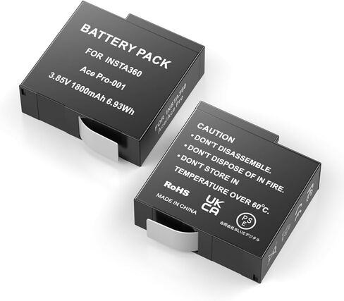 بطارية FirstPower 360 Ace Pro متوافقة مع Insta360 Ace Pro، كاميرا Insta360 Ace Action، عبوتان بديلتان بقدرة 1800 مللي أمبير في الساعة Insta360 Ace Pro/Ace مع حقيبة تخزين البطارية in Kuwait