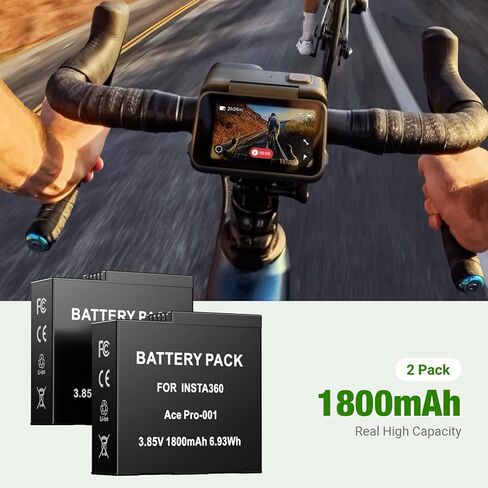 بطارية FirstPower 360 Ace Pro متوافقة مع Insta360 Ace Pro، كاميرا Insta360 Ace Action، عبوتان بديلتان بقدرة 1800 مللي أمبير في الساعة Insta360 Ace Pro/Ace مع حقيبة تخزين البطارية in Kuwait