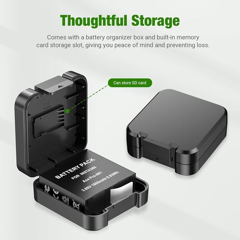 بطارية FirstPower 360 Ace Pro متوافقة مع Insta360 Ace Pro، كاميرا Insta360 Ace Action، عبوتان بديلتان بقدرة 1800 مللي أمبير في الساعة Insta360 Ace Pro/Ace مع حقيبة تخزين البطارية in Kuwait