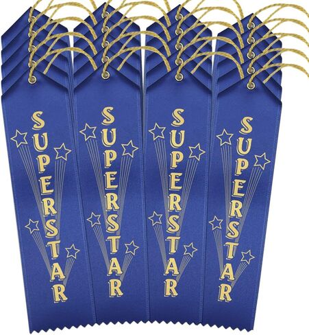 RibbonsNow Superstar Award Ribbons – 25 Blue Ribbons with Card & String in Saudi Arabia