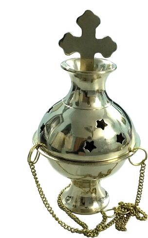 مبخرة نحاسية معلقة من Vrinda® / مبخرة فحم | أداة العلاج العطري التقليدية للمساحات المنزلية والتأمل | تصميم معلق جميل مع ارتفاع قابل للتعديل | ارتفاع 4 بوصات (ذهبي) in Kuwait