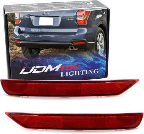 iJDMTOY Red Lens Rear Bumper Reflector Lenses Compatible With 2009-2018 Subaru Forester, OE-Spec LH RH Assembly in Kuwait