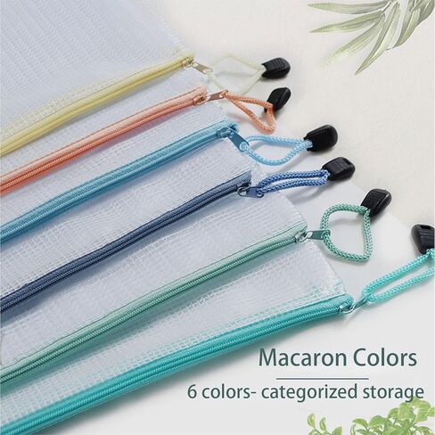 12-Pack A4 Size Mesh Zipper Pouch Bags with Lanyard Design | Perfect for Organizing & Protecting Documents and Items | Waterproof Zip Bags for Storage | Comes in 6 Vibrant Colors in Kuwait