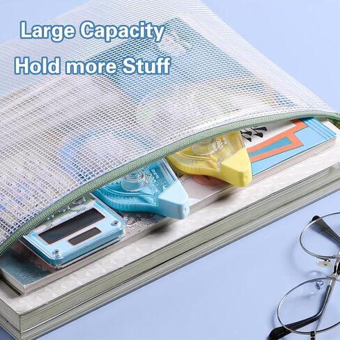 12-Pack A4 Size Mesh Zipper Pouch Bags with Lanyard Design | Perfect for Organizing & Protecting Documents and Items | Waterproof Zip Bags for Storage | Comes in 6 Vibrant Colors in Kuwait