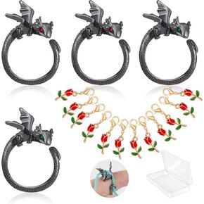 HUISUYTON Dragon Crochet Tension Ring for Finger, 4Pcs Lefties & Righties Crochet Rings, Yarn Guide Ring for Crocheters Knitters Mom Grandma Gifts