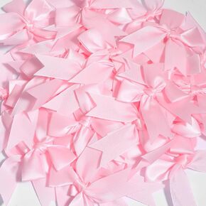 50 Pcs Pink Twist Tie Bows Satin Ribbon Bows, Twist Tie Bows 3.5 inches Wedding Favor Ribbon for Gift Wrapping Crafts Sewing Scrapbooking Present Weddings DIY Party Baking Decoration