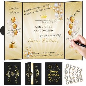 الذهب الأسود من 1st-99th زخارف حفلة عيد ميلاد سعيد 18 "x12" دفتر الضيوف للرجال للرجال مناسبة لجميع الأعمار هدايا عيد ميلاد بطاقة عيد ميلاد