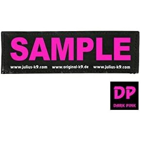 JULIUS K9, Original Custom Patch with Hook and Loop Fastener, Small, 1 Piece, Black with Dark Pink Letters