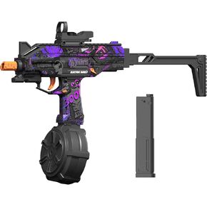 Gel Ball Blaster SMG, Pre-Loaded Function, Full Automatic, 130FPS 10RPS 80FT, Gel Gun, Orby Gun with Goggles for Outdoor Team Games (Colorful)