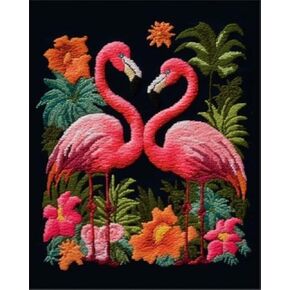 Flowers Flamingo Latch Hook Rug Kits Cross Stitch Latch Hook Cushion kit Tapertry Embroidery Craft Kits for Beginners DIY Latch Hook Rug Kit Mat Canvas Hobby & Craft 52x38cm