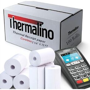 (100 Rolls) 2 1/4" x 72' Coreless Thermal Paper Rolls, BPA-Free Debit Machine Paper Rolls for Handheld POS Receipt Printers, Square Terminal, Clover Flex, Thermal Receipt Printer & Cash Register
