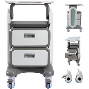 Medical Trolley With Drawers, Hospital Ultrasound Cart, Rolling Bathroom Utility Cart With Wheels and Trays, Beauty Salon Storage for Estheticians, Mobile Dental Clinic and Lab