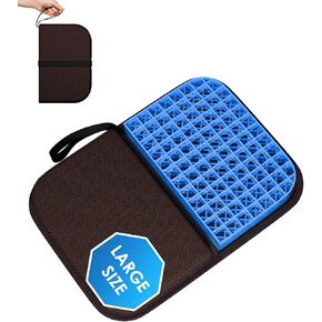 Gel Seat Cushion, Portable Travel Cushion for Long Sitting, Thick & Foldable, 16.5" x 12" Large Size Chair Seat Cushions for Office Chair Car Wheelchair, Relief Sciatica Coccyx Pain