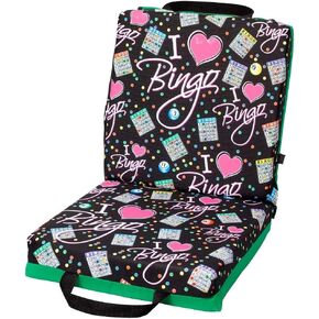 I Love Bingo Pattern Black/Green Double Cushion for Relief During Bingo