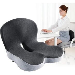 Truck Seat Cushion, Memory Foam L Shaped Seat Cushion, Cushion Lab Ergonomic Back Support & Sciatica Relief for Long Drives, Semi Truck Driver Accessories (Black Gray)