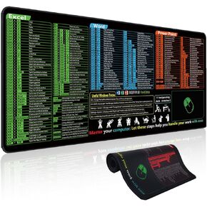 Excel/Word/PowerPoint Shortcut Cheat Sheet Mouse Pad - Large Waterproof Non-Slip Desk Pad (31.5"x11.8") with Keyboard Shortcut - Ideal for Office, Study & Gaming Use