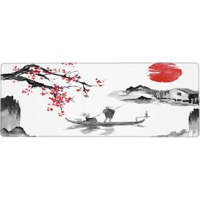 PAD Mouse PAD الياباني نمط طلاء الحبر على الطراز الياباني ، حصيرة مكتب كبير ، XXL ألعاب لوحة المفاتيح ، قاعدة مطاطية غير قابلة للانزلاق ، واقي مكتب كبير ممتد للمكتب المنزلي ، 31.5 × 12 بوصة