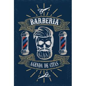 Agenda de Citas para Barbería: Agenda de citas de Estilistas, diaria y por horas con incrementos de 30 minutos (Blue Design) (Spanish Edition)