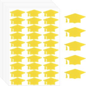 Graduation Cap Stickers, 600 PCS Black Graduations Hat Stickers 2025, Self-Adhesive Graduations Envelope Sealing Labels Sticker, Congrats Grad Cap Decals Class of 2025 for Graduation Party Decorations