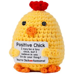 Positive Crochet Chicken, Handmade Emotional Support Nuggets Pickle Plush Cute Stuff, Funny Inspirational Friendship Stress Relief Birthday Graduation Gifts for Women Teens Girls Coworkers Friends