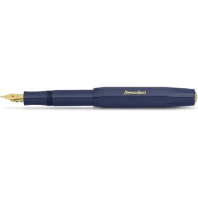 Kaweco CLASSIC SPORT Fountain Pen Navy Blue with 23 Carat Gold-Plated Steel Nib and Iridium Tip for Ink Cartridges I Sport Fountain Pen 13 cm I Nib: M (Medium)