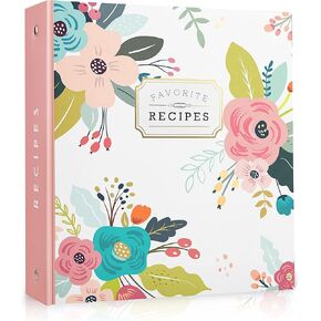 Recipe Binder 3 Ring Organizer Blank Recipe Book 8.5" x 9.5" with 50 Blank Recipes Cards (4x6), Full Page Dividers, Plastic Page Protectors Recipe Book to Write in Your own Recipes